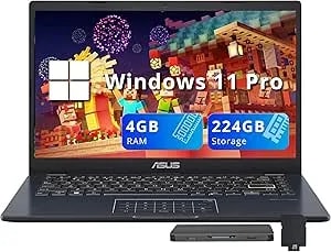 Asus 14" Fhd Laptop, Intel Celeron n4500, 4gb Ram, 224gb Storage (64gb Emmc + 160gb Docking Station Set), Intel Uhd Graphics, Number Pad, 720p Camera, Wi-Fi, Windows 11 Pro, Quiet Blue