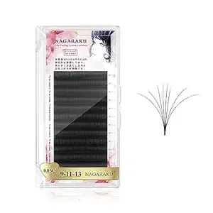 Nagaraku Easy Fan Premade Fans Eyelash Extensions 3 Layers Self Blooming Mega Volume Eyelashes Rapid Automatic Flower Soft Pre-Glued Lashes Pre Fanned Lash - 0.03c Curl -9-11-13mm Mix