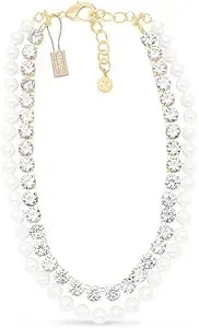 Martha Stewart Pearl And Crystal Necklace In Gold, 18 Inches For Women