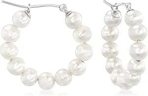 Ross-Simons 4-5mm Cultured Pearl Hoop Earrings In Sterling Silver
