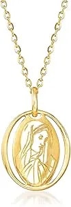 Ross-Simons Italian 18kt Yellow Gold Virgin Mary Pendant Necklace