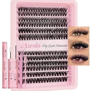 Azenlo Lash Extensions 40d+60d Cluster 240pcs Diy Wispy Lash Clusters 10-16mm Eyelash Clusters For Beginners At Home Individual Thin Band Lash Kit (40d+60d Kit)