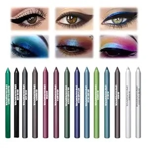 14 Pcs Colorful Eyeliner Pencils Set, 2026 New Waterproof Colored Metal Pearlescent Eyeliners With Pencil Sharpener, Smudge-Proof Colored Gel Liners