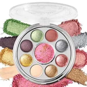Ucanbe Baked Eyeshadow & Blush Palette, High Pigmented Blendable Matte Metallic Shimmer Baked Eye Shadow & Cheek Makeup Palette, Rotating Compact Design Makeup Gift, 01 Medieval Banquet
