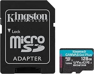 Kingston Canvas Go Plus 128GB Microsd Card - Up To 200MB/S - Class 10, UHS-I, U3, V30, A2 - SDCG4/128GB