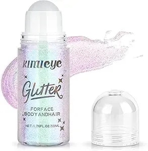 Roll-On Face Body Glitter Stick For Women, 1.69oz Large Capacity Holographic Color Changing Glitter Gel Shimmer Makeup For Singer Concert Festival Rave Accessories, #2 Sparkling Pink