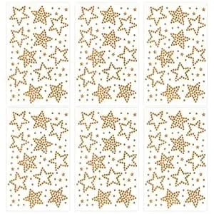 Totelux 6 Sheets Star Face Gems Gold Star Rhinestones Face Jewels Stickers Crystal Body Eye Temporary Tattoo For Women Makeup Eid Mubarak New Year Birthday Party Costume Cosplay Accessories