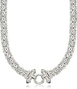 Ross-Simons Sterling Silver Byzantine Necklace With Black Onyx