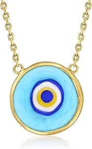 Ross-Simons Multicolored Glass Evil Eye Necklace In 18kt Gold Over Sterling. 18 Inches