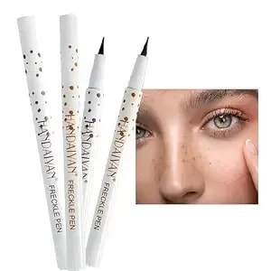 Freckle Pen 2 Colors, Natural Lifelike Freckle Makeup Pen Magic Freckle Color,Waterproof Longlasting Soft Dot Sopt Pen,For Natural Effortless Sunkissed Makeup-Light Brown&Natural Coffee