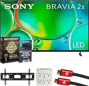 Sony k75s20m2 Bravia 2 Ii 75" 4k Hdr Smart Led Tv 2025 Bundle With Cps Exclusive 26 Month Protection, Wall Mount, 2x Hdmi Cables, Surge Adapter & Deco Gear Complete Home Theater Beginner'S Guidebook
