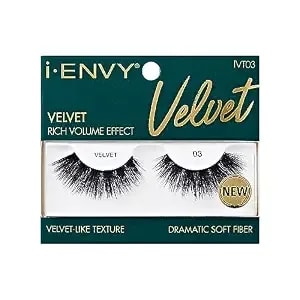 I-Envy False Lashes, Velvet Soft Dramatic Fluffy Wispy Volume Eyelashes, Reusable Faux Mink Natural Look Extensions Curly Strip Cat Eye Artificial Fake Lashes (03)