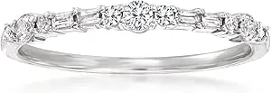 Ross-Simons 0.20 Ct. T.W. Round And Baguette Diamond Ring In 14kt White Gold