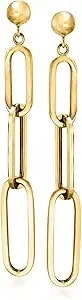 Ross-Simons 14kt Yellow Gold Paper Clip Link Graduated Drop Earrings
