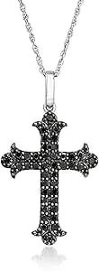 Ross-Simons 0.50 Ct. T.W. Black Diamond Cross Pendant Necklace In Sterling Silver. 18 Inches