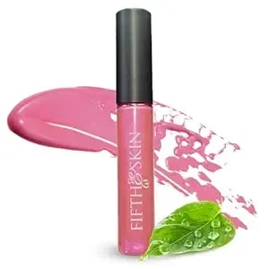 Fifth & Skin Botanical Lip Gloss (Pink Rose) Natural - 90% Organic - Gluten Free - Cruelty Free - Velvety Feel - Moisturizing Vitamin Rich