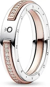 Pandora Anillo 182773c01-52 Bicolor Circonitas