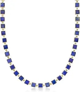 Ross-Simons Lapis Station Necklace In 18kt Gold Over Sterling. 18 Inches