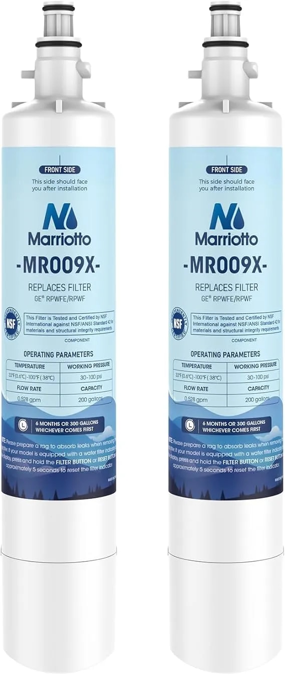 Marriotto Rpwfe (Built-In Chip), Rpwf Refrigerator Water Filter Pack Of 2 - Compatible With Ge Rpwfe Rpwf gfe28gelds, pfe28kynfs, pfe28kynfs, gfd28gelds, gye22hmkes, gfe28gynfs, gfd28gynfs