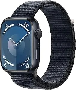 Apple Watch Series 9 [Gps 45mm] Midnight Aluminum Case With Midnight Sport Loop Carbon Neutral (Renewed)