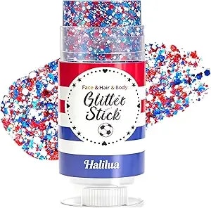 Patriotic Body Glitter Stick,Red White And Blue For 4th Of July Decorations Of Usa,Hair Glitter For Women Kids,Waterproof Face Glitter Gel Makeup For Independence Day,Memorial Day, Veterans Day