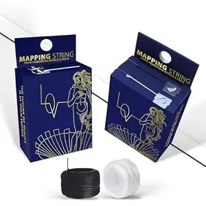 2in1 Dual String Brow Mapping String 2 X 100 Ft - 60 M Pre-Inked Eyebrow Mapping String Thread For Permanent Makeup, Microblading Supplies Marking Symmetrical Brows Black & White