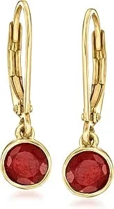 Ross-Simons 1.50 Ct. T.W. Bezel-Set Ruby Drop Earrings In 18kt Gold Over Sterling