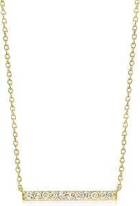 Ross-Simons 0.25 Ct. T.W. Diamond Bar Necklace In 18kt Gold Over Sterling. 16 Inches