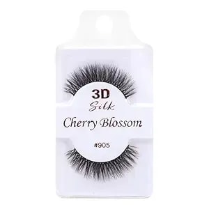 Cherry Blossom 3d Silk Eyelashes Style #905, Wispy Voluminous False Lashes With Flexible Cotton Band, Reusable Lightweight Faux Mink Falsies (5 Pack Of Silk 905)