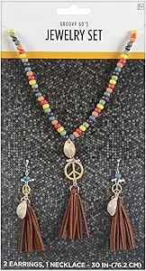Hippie Jewelry Set - Earrings & Necklace - 2 Pcs