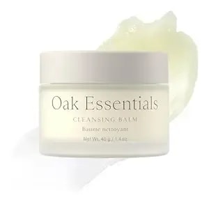 Oak Essentials Cleansing Balm, Balm-To-Oil Makeup Remover With Avocado, Organic Sesame, And Safflower Seed Oils, Gentle Hydrating Face Cleanser, 1.4 Oz
