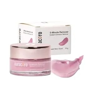 Curacoro Lash Cream Remover For Lash Extensions 15g, Dissolves Powerful Eyelash Extension Glue, Low Irritation Cream For Sensitive Skin (Sweet Berry Scent)