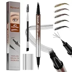 4d Double-Ended Eyebrow Pen, Hair-Like Brush Tip, 5 Color Options, 0.1mm Precision Tip, Waterproof Brow Makeup (4# Black Brown)