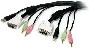 Startech.Com 6 Ft 4-In-1 USB DVI KVM Cable With Audio And Microphone - DVI KVM Cable - USB KVM Cable - KVM Switch Cable (USBDVI4N1A6)