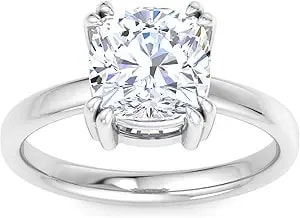 Martha Stewart 3 Carat Cushion Cut Lab Grown Diamond Solitaire Engagement Ring In Sterling Silver