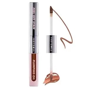 Judydoll Peel Off Stain And Plumping Oil Duo - Long-Lasting Lip Stain With 3d Plumping Gloss, Hydrating And Non-Sticky Formula (#05 Coco Bronze)