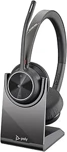 Poly - Voyager 4320 UC Wireless Headset + Charge Stand (Plantronics) - Headphones W/Mic - Connect To PC/Mac Via USB-A Bluetooth Adapter, Cell Phone Via Bluetooth-Works W/Teams (Certified), Zoom&More