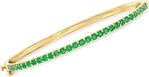 Ross-Simons 1.70 Ct. T.W. Emerald Bangle Bracelet In 18kt Gold Over Sterling