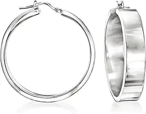 Ross-Simons Italian Sterling Silver Flat Hoop Earrings