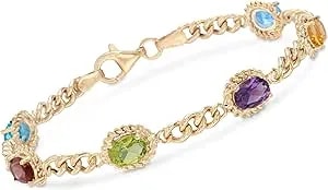 Ross-Simons 5.00 Ct. T.W. Multi-Gemstone Curb-Link Bracelet In 18kt Gold Over Sterling