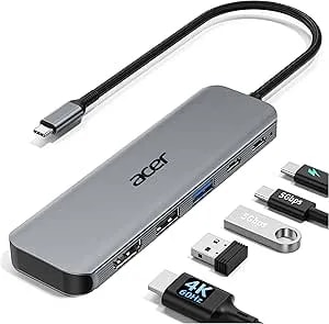 Acer Usb C Hub, 5-In-1 Usbc To Hdmi Adapter With 4k@60hz, 100w Power Delivery, Usb-C 5gbps & Usb-A 3.0 Data Ports, Usbc Splitter Docking Station For Macbook Neo/Pro/Air, Ipad Pro, Iphone 17 Pro Max
