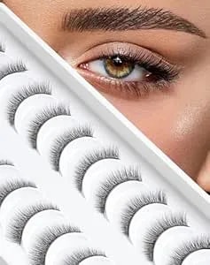 Natural Lashes Short Lashes Natural Eyelashes Natural Look False Eyelashes Wispy Lashes For Samll Eyes Fake Eyelashes 10 Pairs 10mm Bluebell