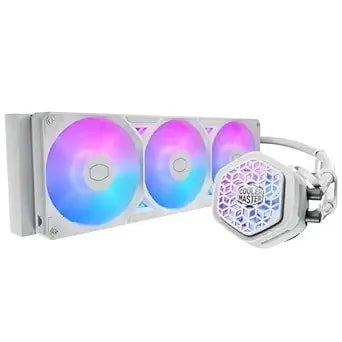 Cooler Master Atmos Ii 360 Vrm Aio Cpu Liquid Cooler – 360mm Radiator With Vrm Cooling Fan, 3x Argb Pwm Fans, Dual-Chamber Pump, Low Noise, Amd am5/am4 & Intel Lga 1851/1700, White