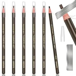 6 Piece Dark Brown Waterproof Eyebrows Pencil Tattoo Makeup And Microblading Supplies Kit-Permanent Eye Brow Liners In 5 Colors Waterproof Eyebrow Pencils Peel - Brow Pencil Set For Marking