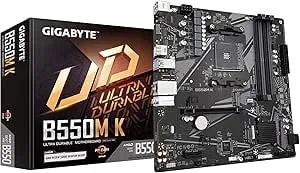Gigabyte B550M K AMD AM4 Micro-ATX Motherboard, Supports Ryzen 5000/4000/3000 Series Processors, DDR4, 3+3 Power Phase, 2X M.2, Pcie 4.0, USB 3.2 Gen 1, Gbe LAN, Q-Flash