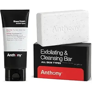 Anthony Shaving Cream Mens Sensitive Skin 6 Fl Oz And Anthony Mens Soap Bar Exfoliating Soap 5 Oz