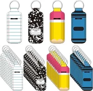 40 Pcs Back To School Teacher Student Gift Bulk Crayon Pencil Composition Notebook Lipstick Holder Keychain Portable Lip Gloss Sleeve Pouch Pocket Lipstick Holder (Pencil)