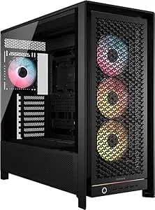 Corsair Frame 5000D RS ARGB Modular High Airflow Mid-Tower PC Case – 4X Pre-Installed RS ARGB Fans, Infinirail™ Fan Mounting System, ASUS BTF, MSI Project Zero, Gigabyte Project Stealth – Black