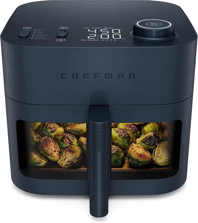 Chefman Crispinator Air Fryer 7-In-1 With 8 Qt Capacity, 450°F Max Temp & Turbofry Pro Technology For Fast, Even Results, Bake, Broil, Dehydrate, Viewing Window, Nonstick Ceramic-Coated Basket