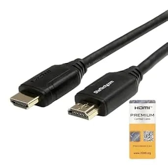 Startech.Com 3ft (1m) Premium Certified Hdmi 2.0 Cable With Ethernet - High Speed Ultra Hd 4k 60hz Hdmi Cable hdr10 - Hdmi Cord (Male/Male Connectors) - For Uhd Monitors, Displays (hdmm1mp), Black